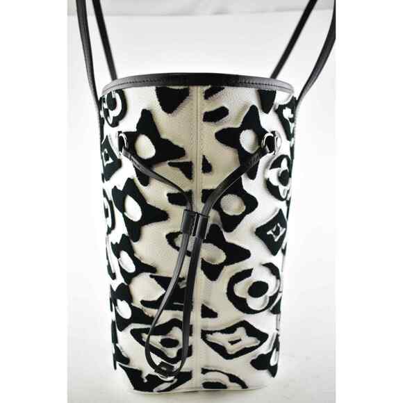 Louis Vuitton Neverfull MM & Pouch Urs Fischer Black White Handle Shoulder Bag - Picture 8 of 12